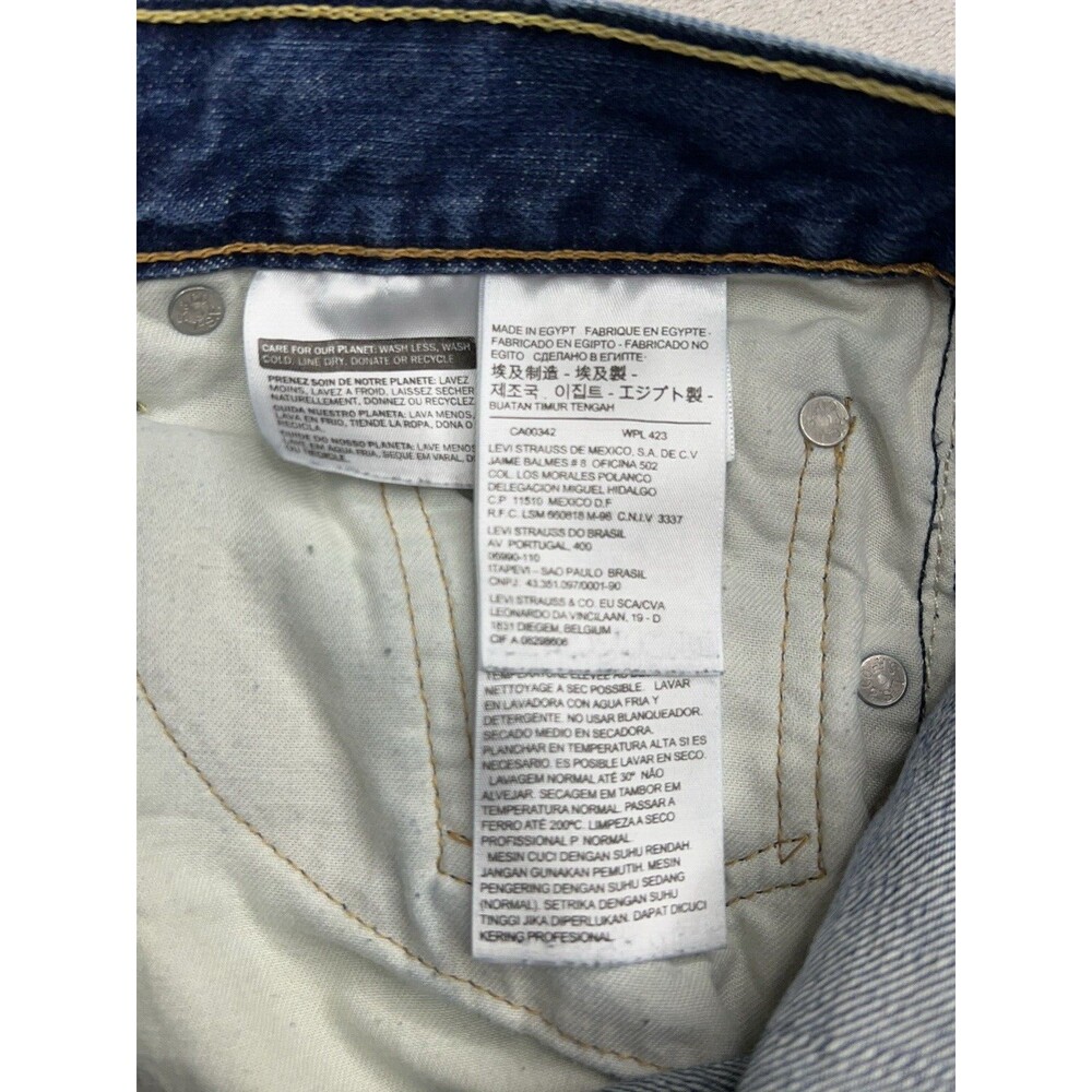 Levi’s 514 Jeans Men 32x34 (Actual 31x33) Blue Straight Distressed Whiskers - Picture 8 of 10